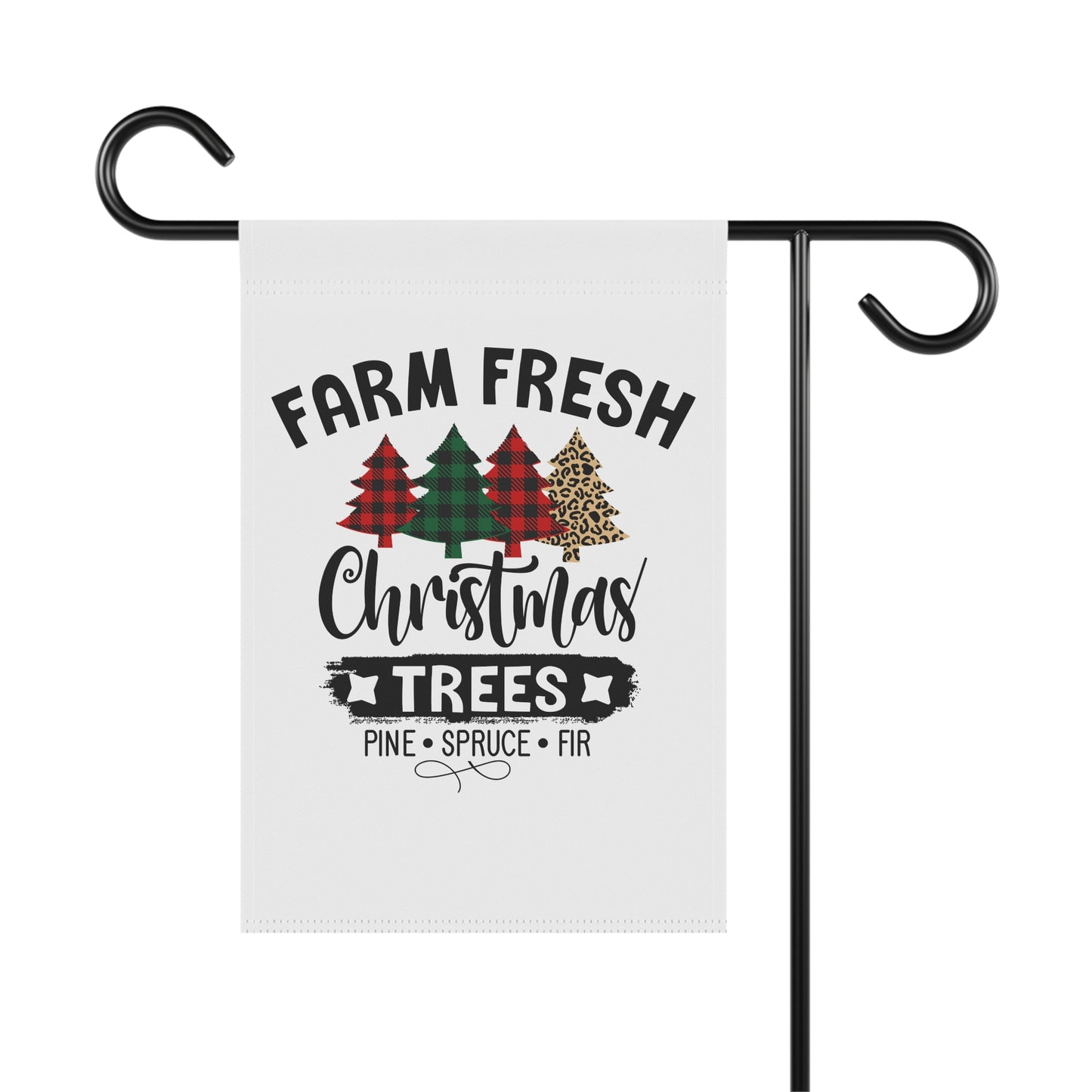 Farm Fresh Christmas Trees in Christmas Plaid Garden Banner